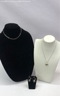 Sterling Silver Locket Pendant Serpentine Chain and Screw Back Earrings 18.1g