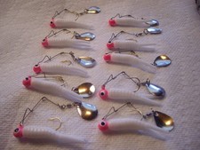Beetle Spin Card of 10 Lures   Bigger 1/8 Oz. WITH LIGHT WIRE GOLD HOOK-W/PINK