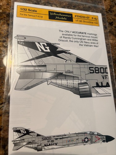 YELLOW HAMMER DECALS # 32-07  1:32nd SCALE VF-96 F-4J SHOWTIME 100 PHANTOM DECAL - Picture 1 of 2