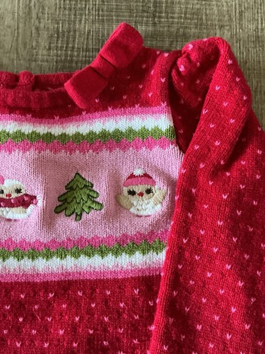 Gymboree Winter Sweater Dress Red With Pink Heats Snowman 5T 2011 - Picture 2 of 10