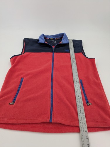 Southern Tide Vest Fleece Nylon Men L Orange Navy Colorblock Full Zip Pocket - Picture 2 of 8