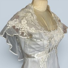 Vintage 1970s Romantic Empire Waist Union Made White Wedding Gown Size 12 Boho