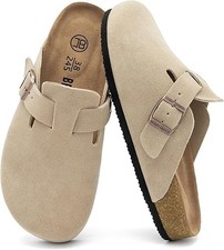Suede Clogs Slip On Mules Non Slip Arch Support Sandals Adjustable Buckle