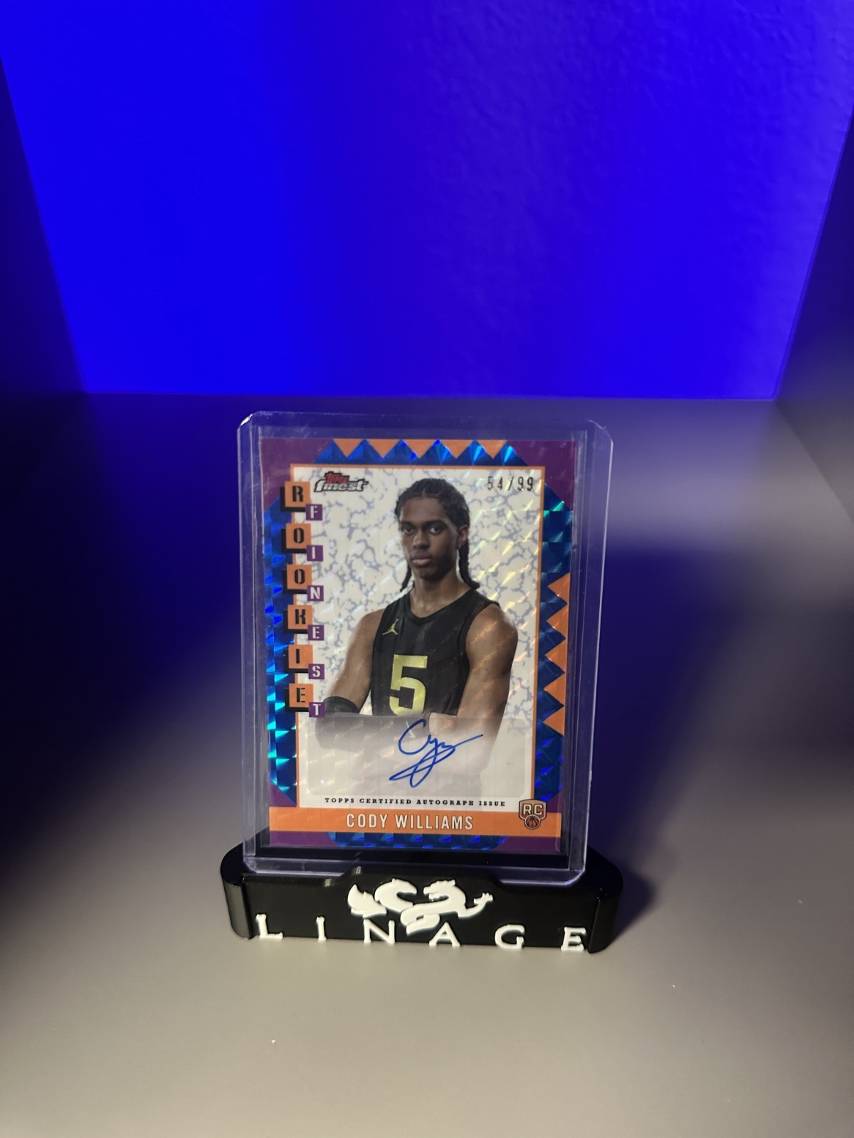 2024-25 Topps Finest - Finest Rookies Cody Williams Blue /99 (RC)