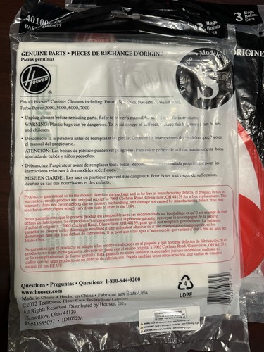 Hoover Typ S ORIGINAL 3 3er Pack Staubsaugerbeutel 4010064S Teil #4365097 passend für Kanister - Bild 3 von 3