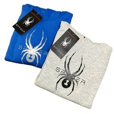 Spyder Boy's Hoodie Fleece Pullover Sweatshirt Gray Blue Size Small NWT