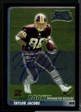 Taylor Jacobs RC Card 2003 Bowman Chrome Rookie Autograph #225 . rookie card picture