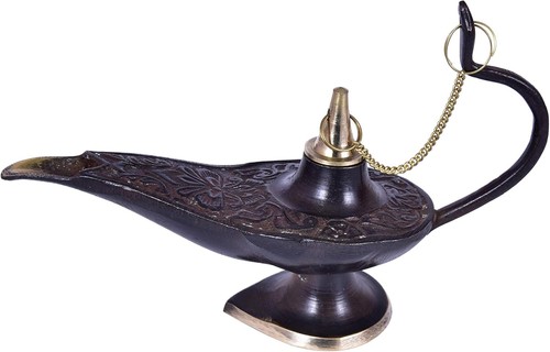 Lámpara de aceite Aladdin Genie Chirag estilo vintage hecha a mano de latón Aladin hogar - Imagen 2 de 5