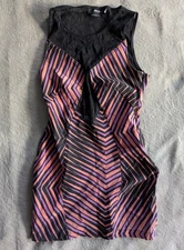 NASTY GAL Mini Dress Womens Large Black Orange Pink Evening Club Bodycon