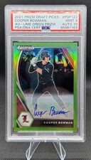 COOPER BOWMAN (AU) 2021 Panini Prizm Draft Picks Green Par. 08/23 PSA 9/Auto 10