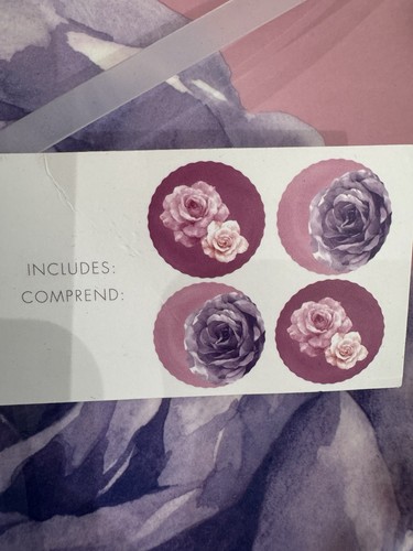 Set of 4 Jolie Fleur Roses 9” Plates Melamine Pink Purple Shabby Chic - Picture 5 of 5