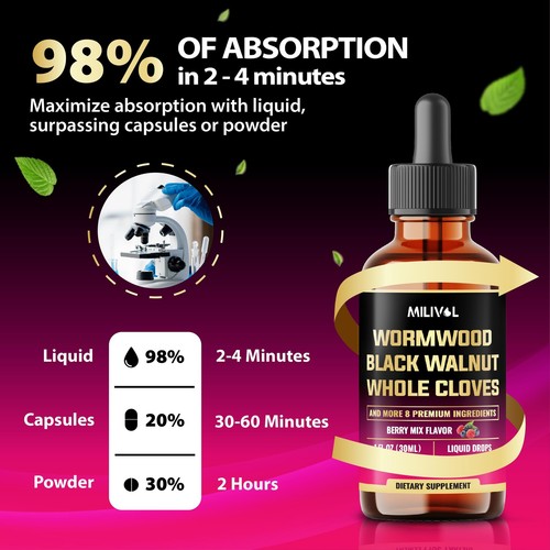 11in1 Black Walnut Wormwood Tincture Extract with Whole Cloves, Berberine and... - Picture 5 of 9
