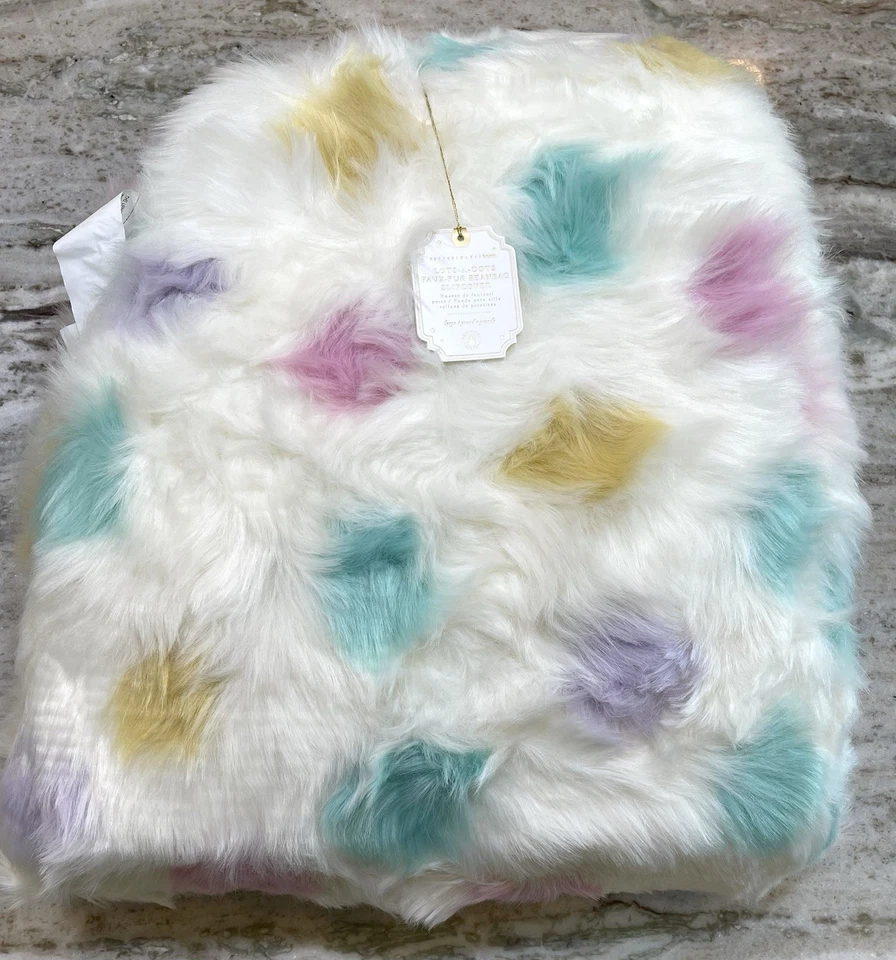 Pottery Barn Kids Beanbag Slipcover 41” piel sintética muchos puntos pastel polka NUEVO Foto 2 de 4