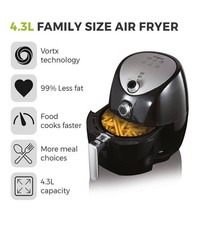 Tower T17021 4.3L Manual Air Fryer 1500W Rapid Air Circulation NEW OPENED BOX