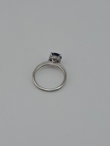 925 Sterling Silver Tanzanite Blue CZ Ring Size 8 - Imagen 10 de 10
