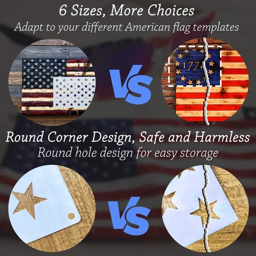 12 Stück Amerikanische Flagge 50 Sterne Schablone Vorlagen, 6 Größen Amerikanische Flagge Temp... - Bild 3 von 7