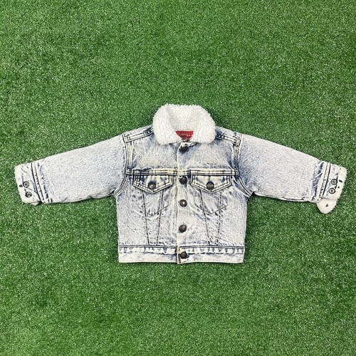 Vintage 80s Little Levi’s Sherpa Lined Denim Jean Trucker Jacket Toddler Size 3T - Picture 1 of 16