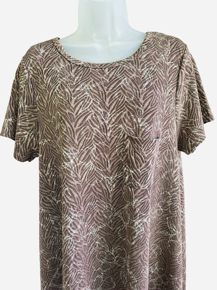 Vestido LuLaRoe Marrón Neutro Midi Alto/Bajo Cambio Para Mujer L Texturizado Floral Otoño Foto 2 de 4