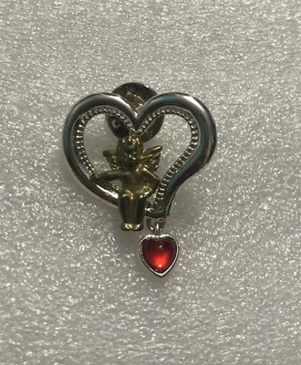 Avon Angel Gold & Silver Tone Red Stone Pin Costume Jewelry GS50C23