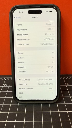 Apple iPhone 15 A2846 - 128 GB - Blue- Network Unlocked, MTLY3LL/A - MINT COND! - Photo 14 sur 17