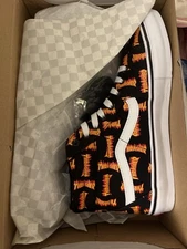 Vans x Thrasher Sk8-Hi High Top Sneakers Size 12 Men Black/Orange Flames NWT