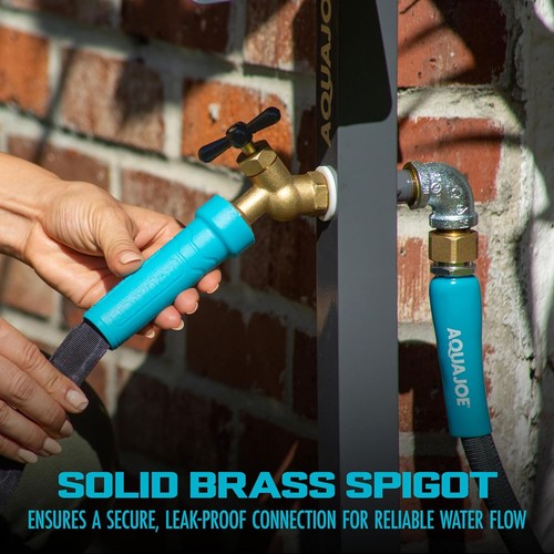 Aqua Joe SJ-SHSBB3LIH Garden Hose Stand with Brass Faucet and 3 ft Lead in Hose - Picture 6 of 7