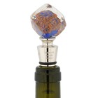 GlassOfVenice Murano Glass Bottle Stopper - Blue Cube