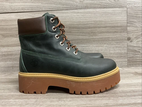 Timberland Stivali Donna 9.5 Stone Street Premium 6" Impermeabili Platform Verde