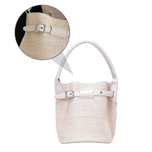 1 pieza Bolso de tejido Bolso de hombro individual de moda para mujer Bolso de mano Bolso de hombro de paja - Imagen 2 de 12