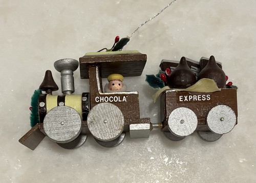 Vintage Weihnachten Kurt Adler Zug Lok Holz Ornament Hershey Kisses 1985 - Bild 12 von 17