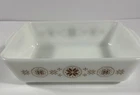 Vtg Pyrex Town & Country 503 Refrigerator Dish Brown Snowflake  1/2 Qt