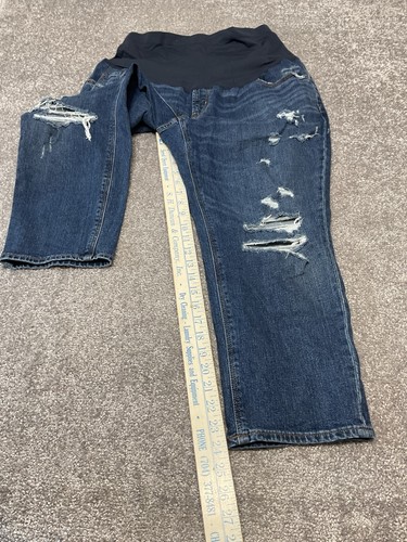Old Navy Women's distressed Boyfriend style Maternity full panel jeans pants 16 - Picture 3 of 9