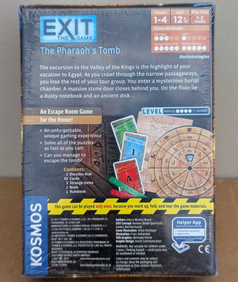 EXIT THE GAME: THE PHARAOH'S TOMB - Juego de mesa de escape KOSMOS NUEVO/SELLADO/ENVÍO BAJO $ Foto 2 de 2