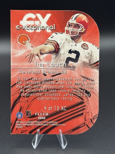 2000 Fleer E-X Tim Couch E-Xceptional Red #4 Of 15 XC - Picture 2 of 2