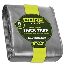 CORE TARPS CT-401-9X12 Heavy Duty Tarp, 12 ft L x 0.5 mm H x 9 ft W, 8 Mil,