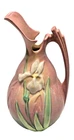 VTG ROSVILLE POTTERY PINK IRIS  WHITE EMBOSSED PATTERN EWER  # 926 -10/1939