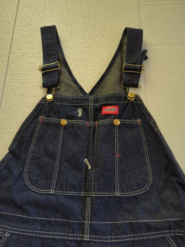 Vintage Dickies Denim Overalls Mens 36x30 Carpenter Bib Made In USA Jeans Blue - Picture 2 of 15