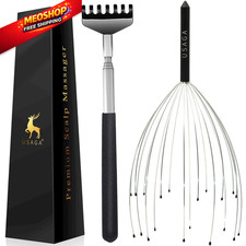 USAGA 20 Fingers Head Massager Scalp scalp massager- 20 prongs black, Black