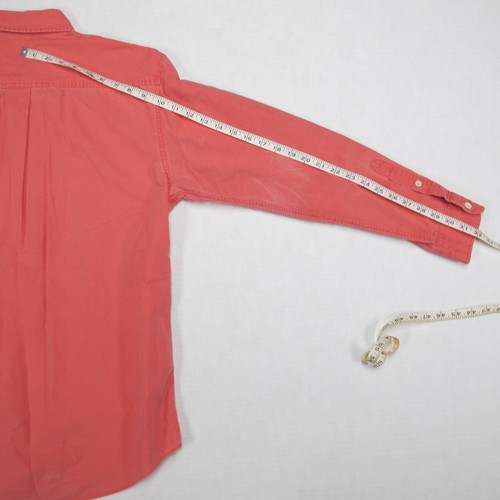Vintage J Crew Oarsman Canvas Shirt Mens Medium Pink Salmon Button Down Preppy - Picture 10 of 11
