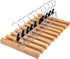 HOUSE DAY Wooden Pants Hangers 10 Pack Non Slip Wood Skirt 10 Pack, Natural 