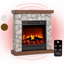Fireplace Electric Heater Freestanding Indoor Polystone Timer Remote LED 1800 W 