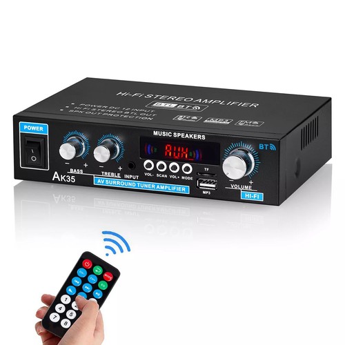 AK35 Mini Bluetooth Power Amplifier Home/Car/Marine Stereo AUX FM TF Audio Amp - Picture 2 of 9