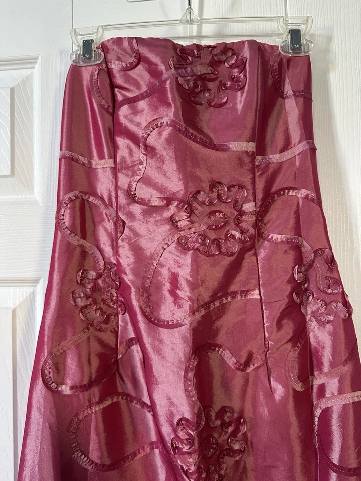 De Colección Y2K Jessica McClintock Rosa Sin Tirantes Vestido de Baile de graduación Bordado Floral 8 Foto 4 de 4