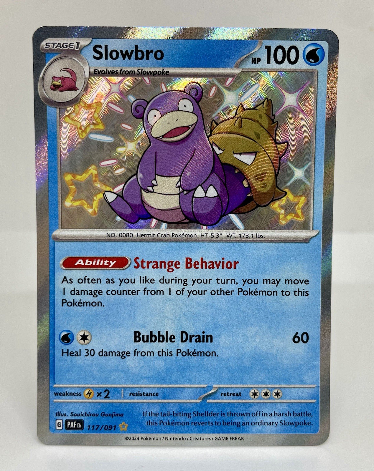 Pokemon TCG SV Paldean Fates Slowbro # 117/091 Shiny Rare NM MINT Pack Fresh