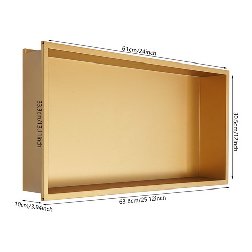 Stainless Steel Shower Niche 24*12'' Storage Shower Golden With LED Light NEW - Picture 2 of 10