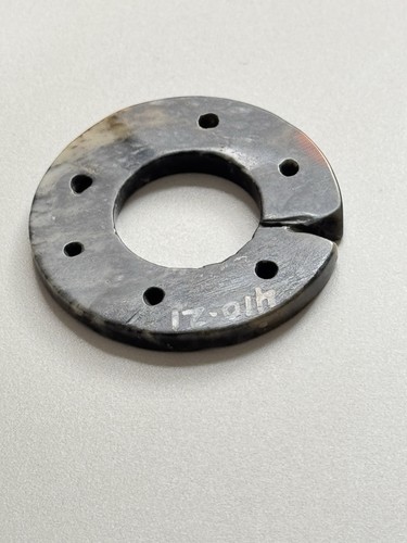 Ancient Chinese Bi Nephrite Jade Disk With Six Holes And A Wedge Opening - Picture 11 of 17