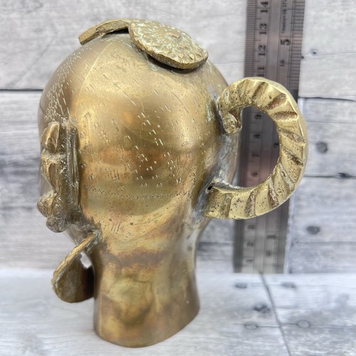 Vintage India Solid Brass Hand Carved South Indian Parvati Gouri Head Face 1968 - Picture 13 of 13