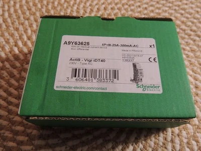 Schneider A9Y63625 Acti9 iDT40 -Bloc diff Vigi Départ -1P+N -25A -300mA -Type AC - Photo 1/3