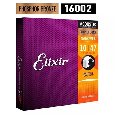 Elixir Nanoweb Phosphor Bronze 10-47 Acoustic Guitar Strings