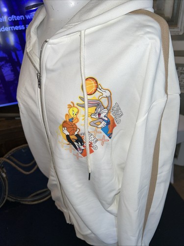 Shein X Space Jam Tune Squad Licenciado Cremallera Completa Sudadera con Capucha Blanca Para Hombres S - Imagen 3 de 6